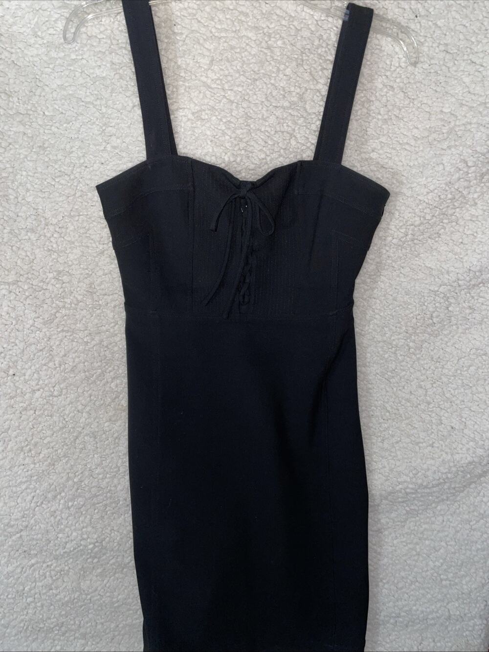 DVF Diane Von Furstenberg Black Scotland Corset-Style Mini Dress, SZ 4 Body Con